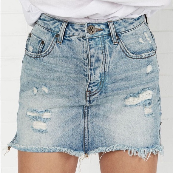 One Teaspoon Dresses & Skirts - One Teaspoon 2020 Mini Jean Skirt Blue Hart 28